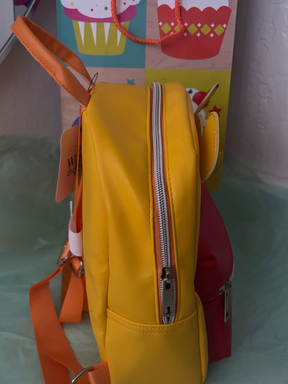 Disney Yellow Winnie the Pooh Kids Backpack with Red Pocket - Picture 2 of 5